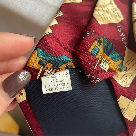 Steven Harris Handmade Vintage Men's Neck Tie Realtor Mortgage House for Sale - Picture 3 of 4